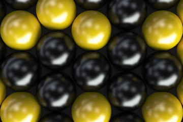 Pattern of black and yellow spheres