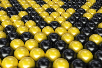 Pattern of black and yellow spheres