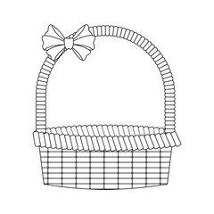 basket with bow icon over white background. vector illustration