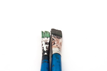 Selective focus, close up view of paint brush