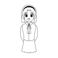 anime girl wearing school uniforms, icon over white background. vector illustration
