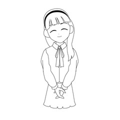 anime girl wearing school uniforms, icon over white background. vector illustration