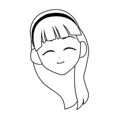 anime girl face icon over white background. vector illustration