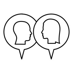 silhouette relief dialogue between man and woman vector illustration