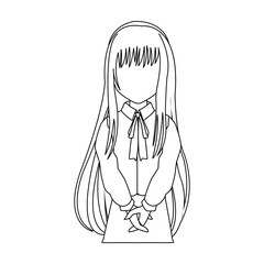 anime girl wearing school uniforms, icon over white background. vector illustration