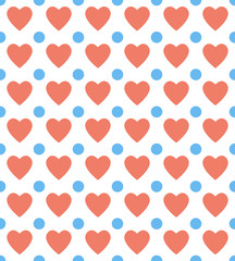 pink heart with blue circle pattern background
