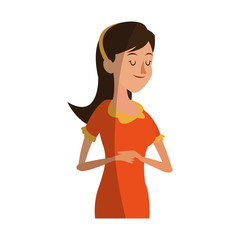 woman woman in pajamas  cartoon icon over white background. colorful design. vector illustration