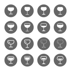 several style of wine glass icons set
