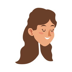 woman face cartoon icon over white background. colorful design. vector illustration