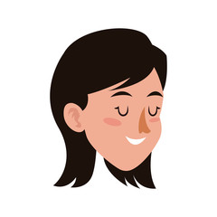 woman face cartoon icon over white background. colorful design. vector illustration