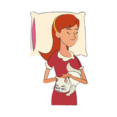 slepping woman, cartoon icon over white background. colorful design. vector illustration