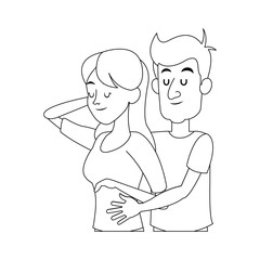 happy couple slepping, cartoon icon over white background. vector illustration