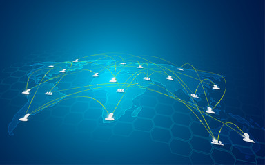 social networking connection communication technology concept background