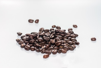 Coffee beans on white background