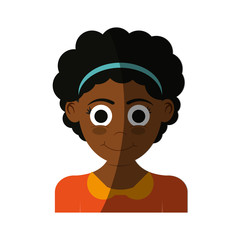 happy girl face, cartoon icon over white background. colorful design. vector illustration