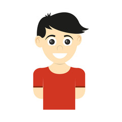 happy boy wearing red t-shirt, cartoon icon over white background. colorful design. vector illustration