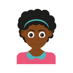 happy girl face, cartoon icon over white background. colorful design. vector illustration