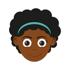 happy girl face, cartoon icon over white background. colorful design. vector illustration