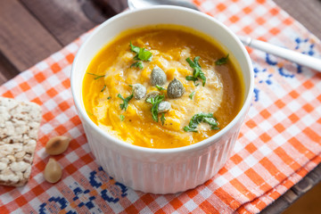 Pumpkins and Carrot Soup with Cream