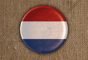Netherlands Textured Round Flag wood on rough cloth