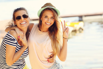 friends having fun outdoors in summer