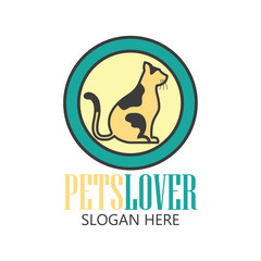 pets shop, pets care, pets lover logo with text space for your slogan / tagline, vector illustration