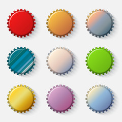 Realistic caps for drinks. Vector illustration.