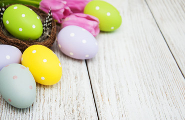 Obraz na płótnie Canvas Easter eggs in a nest