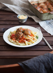 Pasta and Meatballs with Sauce