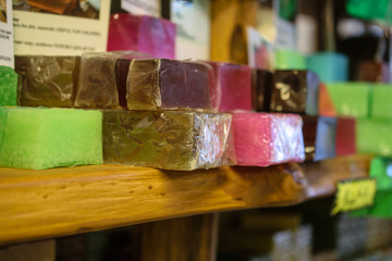 Multicolored soap in the store in Larnaca, Cyprus