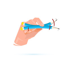 tilting pencil in hand - vector illustration