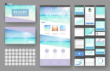 Website design template and interface elements