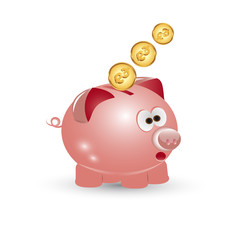 Pig piggy bank icon on white background