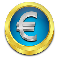 Button with Euro sign - 3D illustration