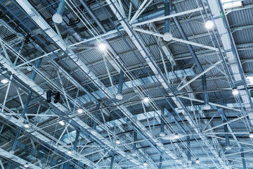 Structure of the metal ceiling of the building, Toned image