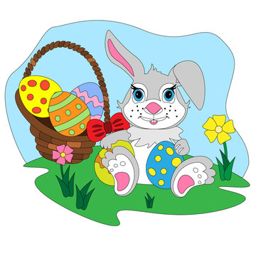 recommend clip art: Cartoon Easter bunny with egg basket.