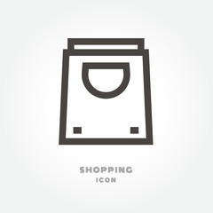 shopping bag icon illustration isolated sign symbol thin line for modern minimalistic flat design vector on white background