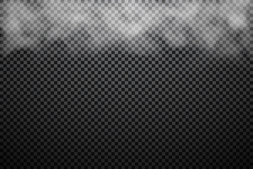 Fog or smoke isolated transparent special effect. White vector cloudiness, mist or smog background. Vector illustration