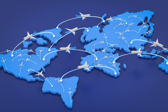 Flight Route With World Map