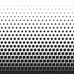 Abstract seamless geometric background of black turning squares, halftone