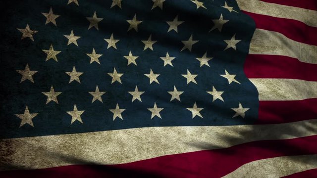 Old Glory 0106: An old, worn American flag waves in the breeze (Loop).