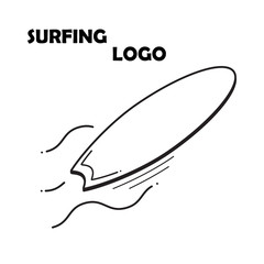 Surfing vector logo-linear graphics