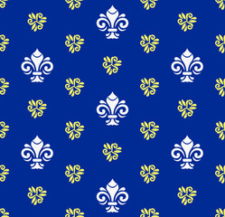 Seamless colored ornament. Modern geometric pattern with royal lilies