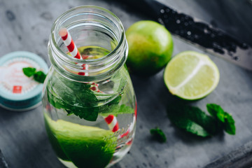 Water with mint and lime
