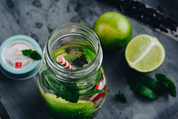 Water with mint and lime