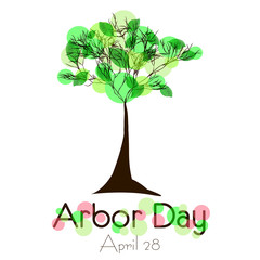 Obraz premium Abstract tree with green foliage isolated on white background. Plant tree in Arbor day. Vector illustration