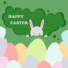 Cute bunny and painted eggs