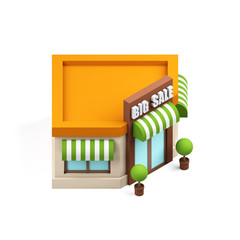 Miniature store isolated on white. 3d illustration
