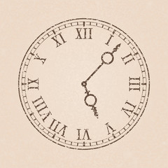 Clock with roman numerals on beige background