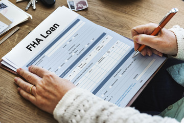 Naklejka premium FHA Loan Finance Mortgage Form Application Concept